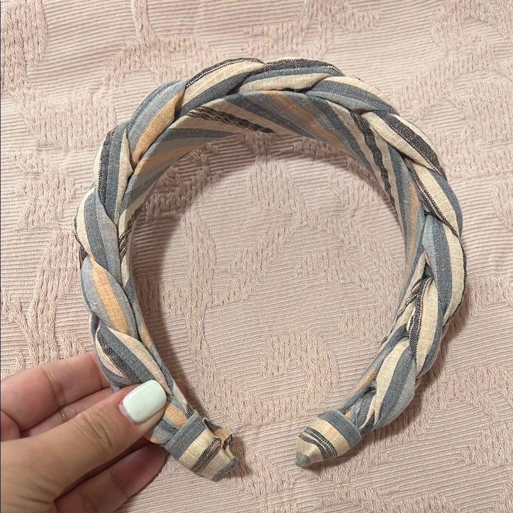 Blue and Cream Braided Hair Accessory